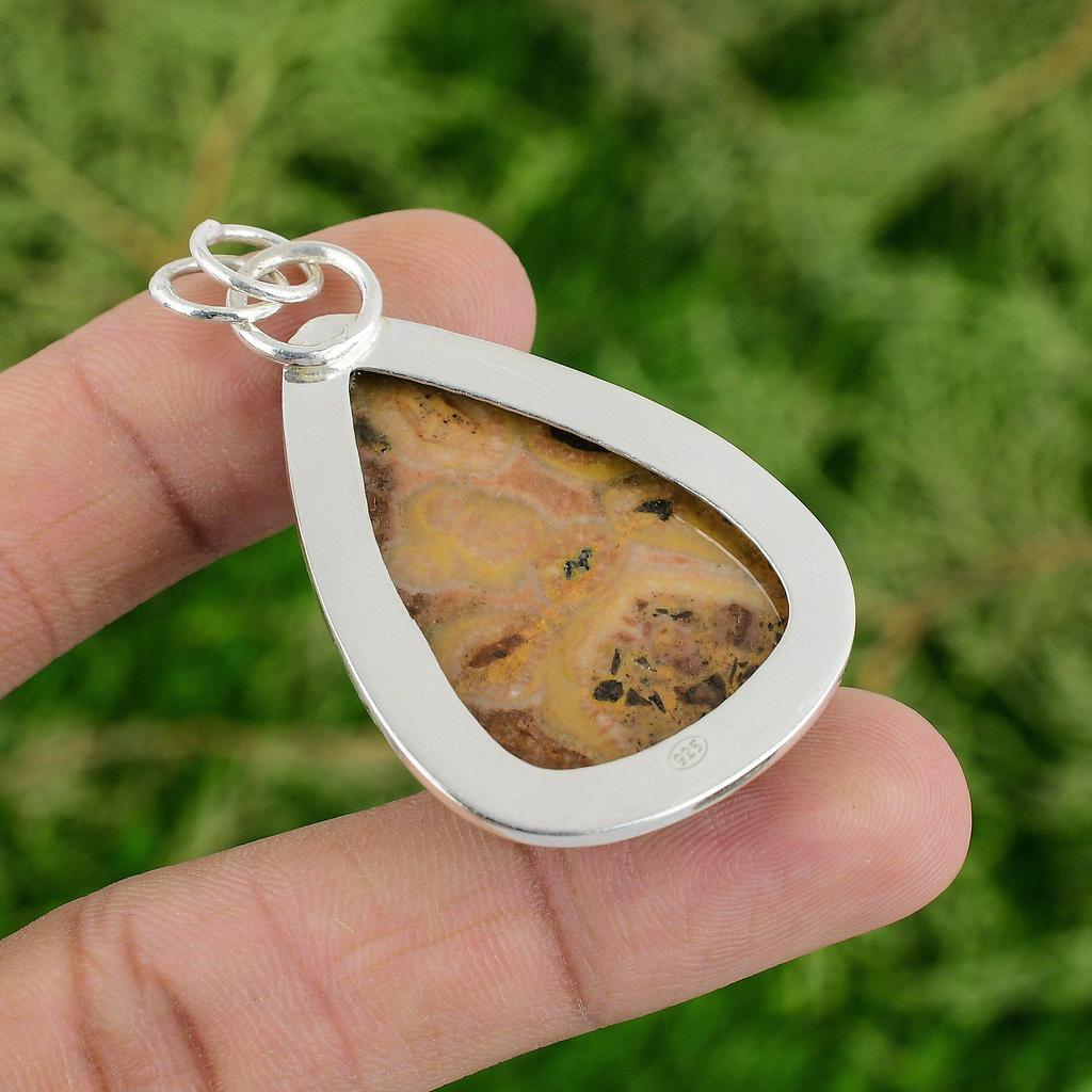 Mothers day Deal Sterling Silver Leopard Skin Jasper Stone New Pendant Jewelry