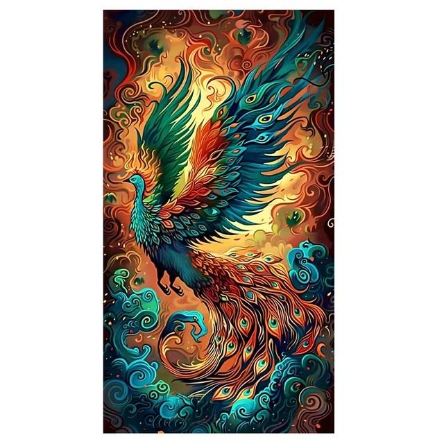 Chinoiserie Fantasy Animal Colorful Phoenix Large Diamond Painting Cross Stitch Embroidery Kit 5D Diy Diamond Mosaic Home Decor