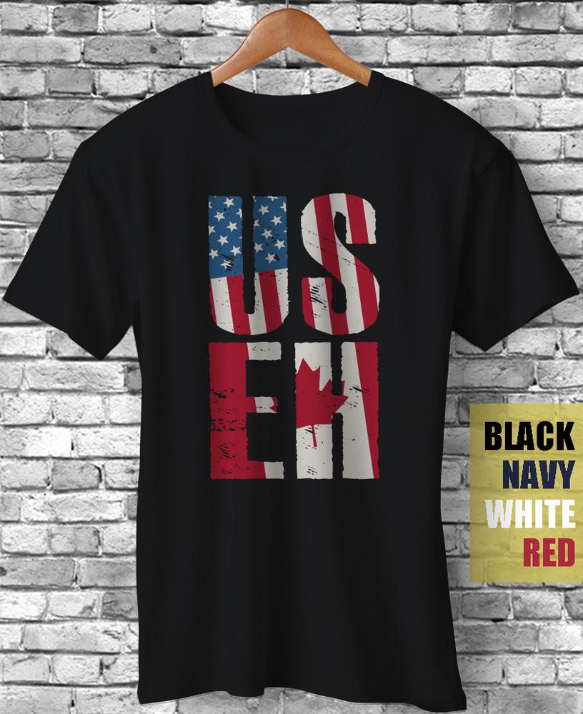 US EH American Canadian USA Canada Flag Proud Pride Funny Gift Unisex T-Shirt Unisex T-Shirt S