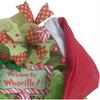 Green Elf Legs Christmas Wreath, Welcome Sign Hanging On The Front Door for Holidays, Indoor and Outdoor Home Decoration