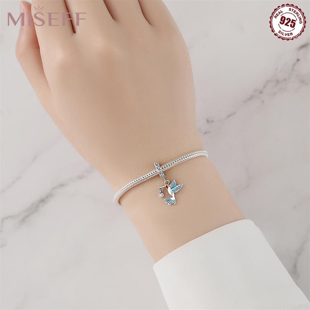 S925 Sterling Silver Hummingbird Pendant for DIY Necklace or Bracelet Accessories for Women