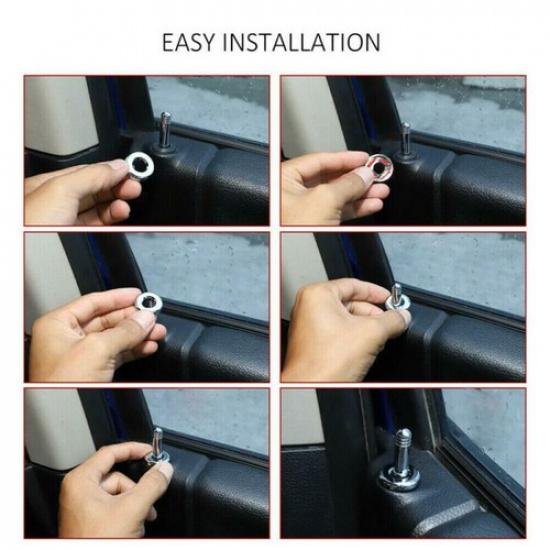 ABS Chrome Door Lock Pin Cover Decor Trim Bezels For Dodge RAM 1500 -