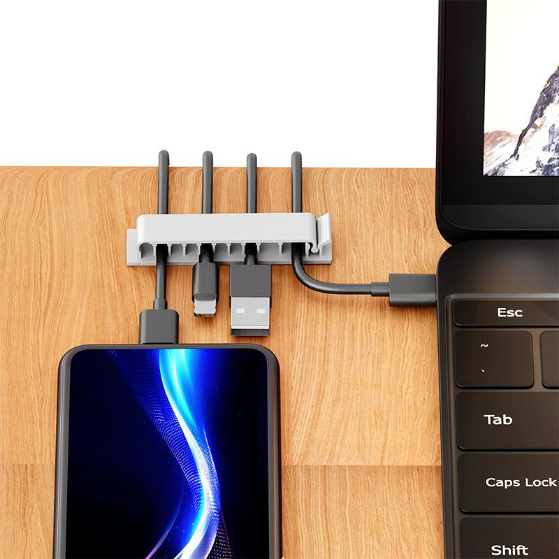 Removable Silicone Cable Organizer Cord Management Wire Holder Clips Reusable USB Winder for Travel Home Office Use