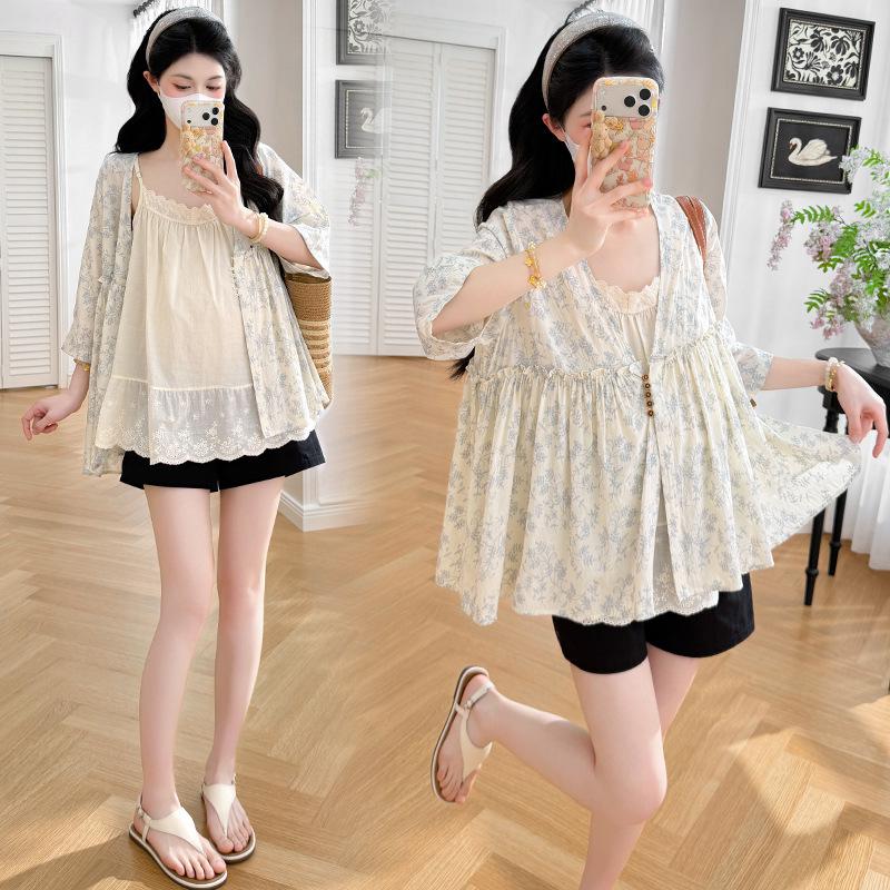 Summer 2026 Floral V-Neck Chiffon Cardigan & Camisole Set Large