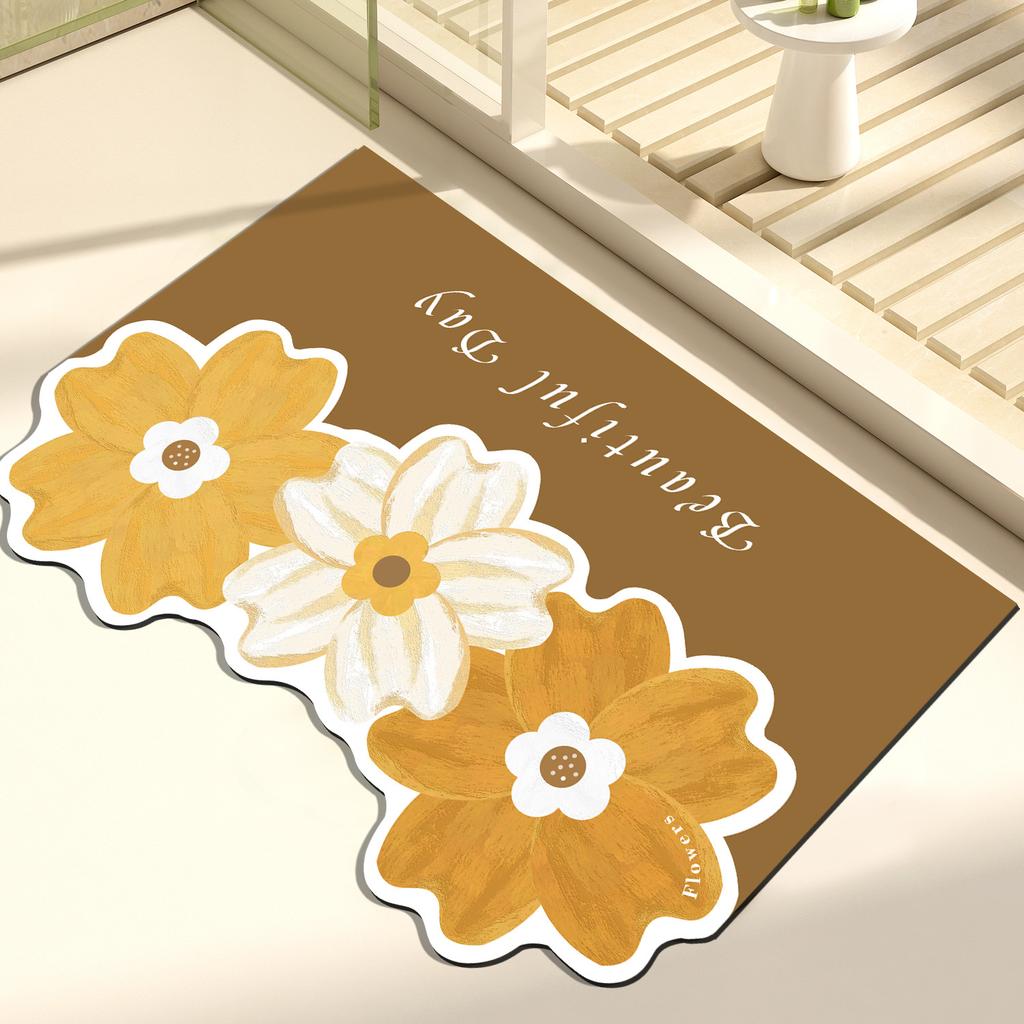Blumenförmige Bodenmatte, rutschfeste und saugfähige Matte für den Badezimmereingang, Toilette, weiches Kissen, Badezimmer-Fußmatte