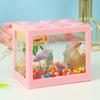 Mini Plastic Fish Tank Stackable Desktop Mini Aquarium Micro Aquatic Landscape Tank LED Light Decor Small Eco Cylinder Supplies