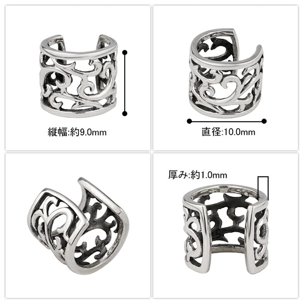 [Shinjuku Gin no Kura] Arabesque Sterling Silver 925 Ear Cuff, Faux Earrings, Non-Pierced Earrings, Plant Ear Clip, 1 Piece, Single Ear