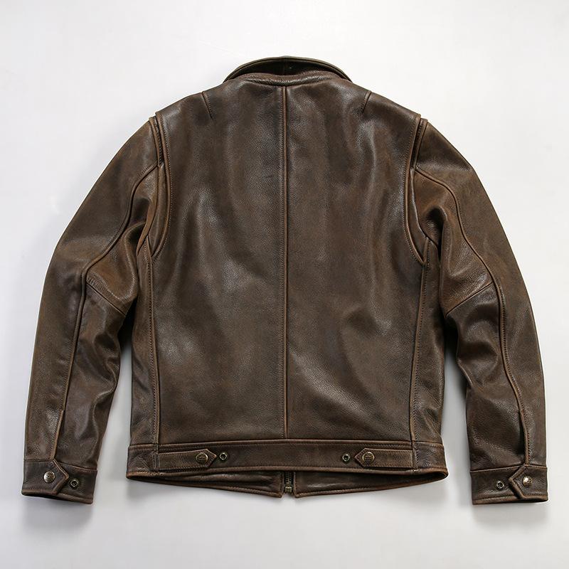 American retro old leather jacket first layer matte cowhide men's lapel leather jacket casual versatile jacket