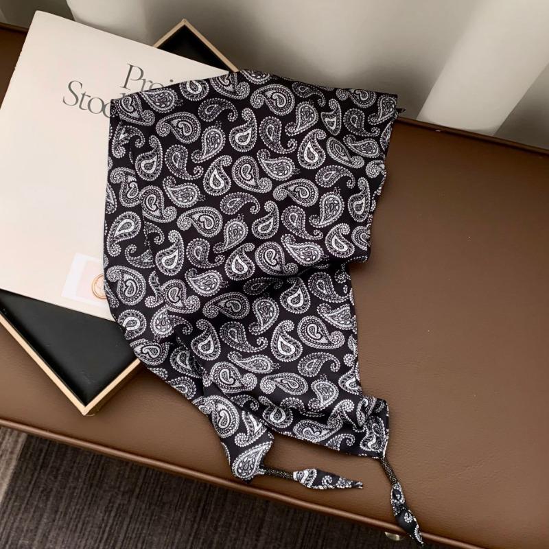 Silk scarf new fashion wheat ear cashew flower silk scarf head scarf beaded small scarf scarf triangular scarf waist tie