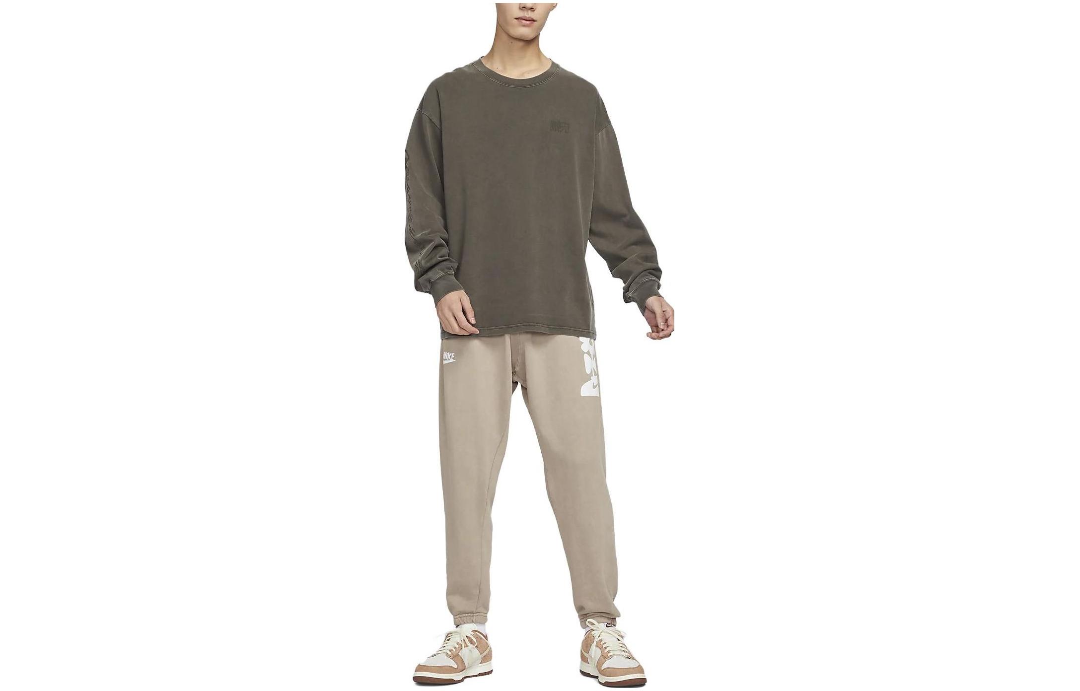 Nike T Shirts Men s Dull Umber Crew Neck Moderate Straight Fit DZ5220-213 L