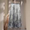 Bailuyu Vacation Style Pleated Irregular Printed Skirt