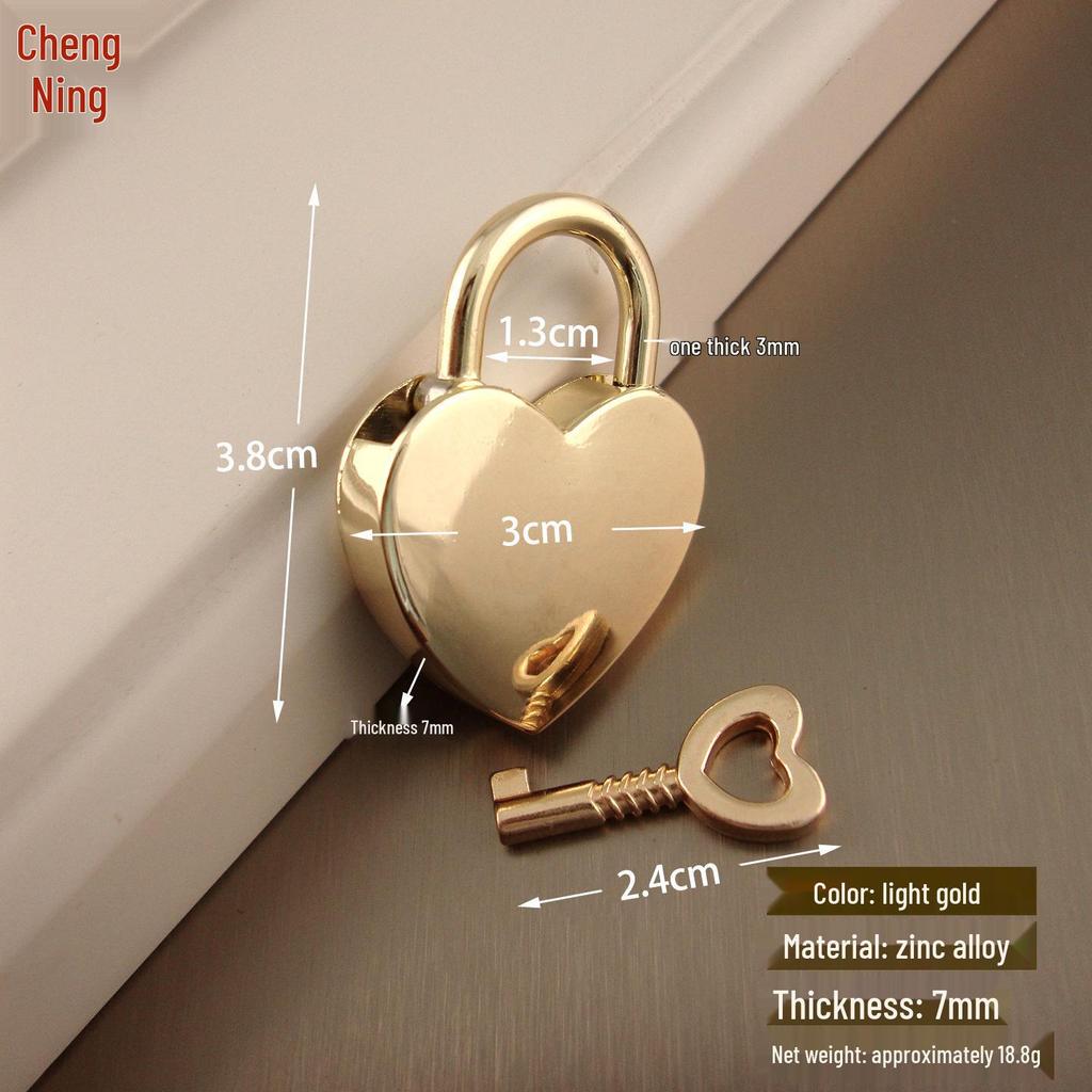 Peach Heart Padlock with Keys - Mini Dormitory Locker/Head Bag Lock