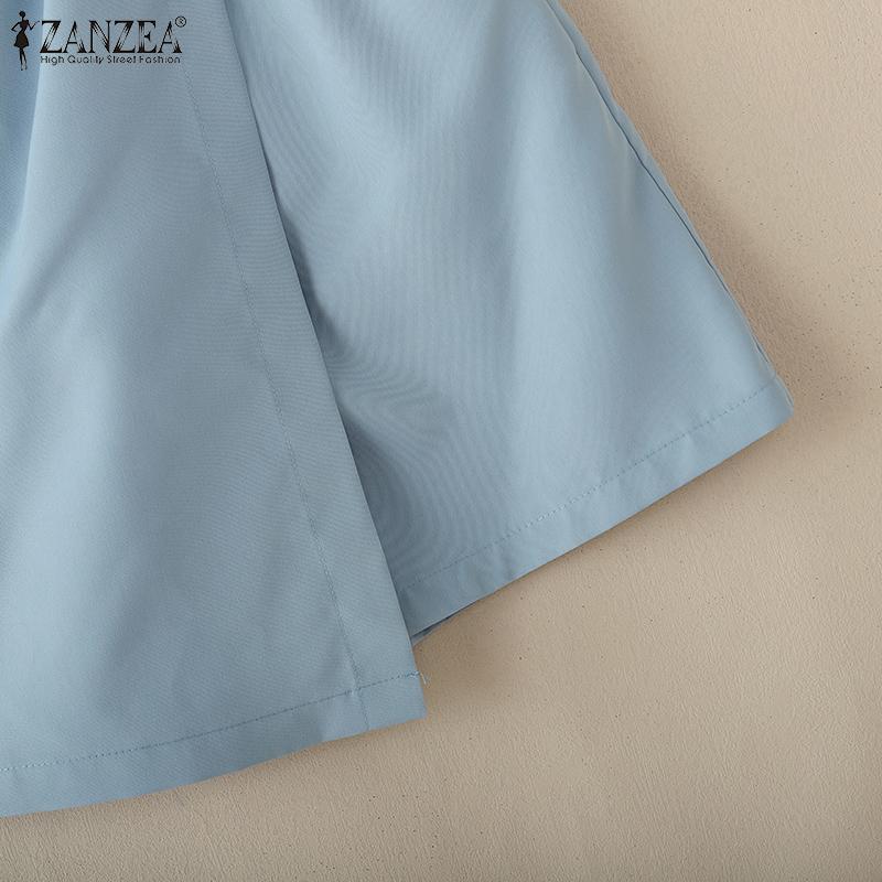 ZANZEA Damen Casual Elastische Taille Lose Sommer Kurze Hosen