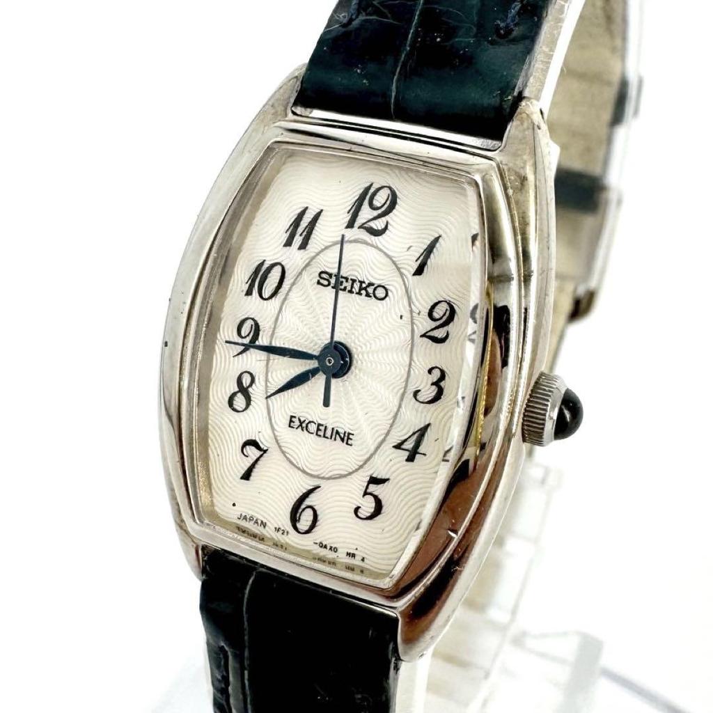 [USED] Rare Battery SEIKO EXCELINE Blue Hands Watch Silver