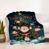 "Merry Christmas Elf & Santa Claus Decorations"Blanket Flannel Throw Blanket for Sofa, Bed, Travel, Camping, Office