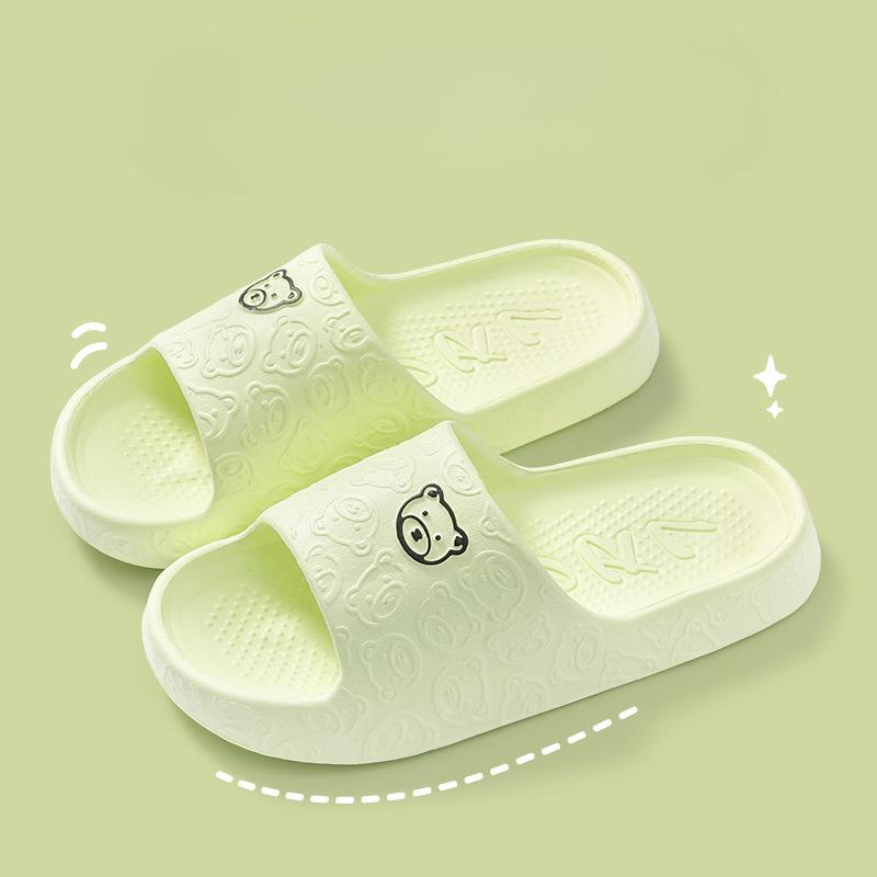 Unisex EVA Bear Pattern Slippers Indoor Non-slip Soft Sole Bathroom Slides Beach Holiday Platform Slippers for Couples Pantuflas