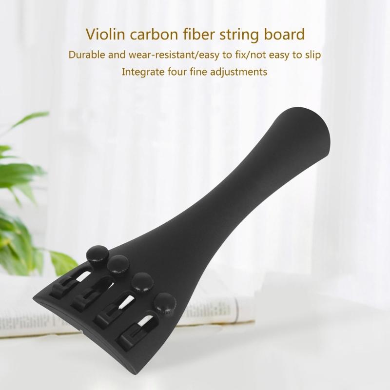 Carbon Fiber Violino Fiddle Tailpiece with 4 Fine Tuners Violin Composite Tailpiece for 4/3 4/4 Violin Accessories