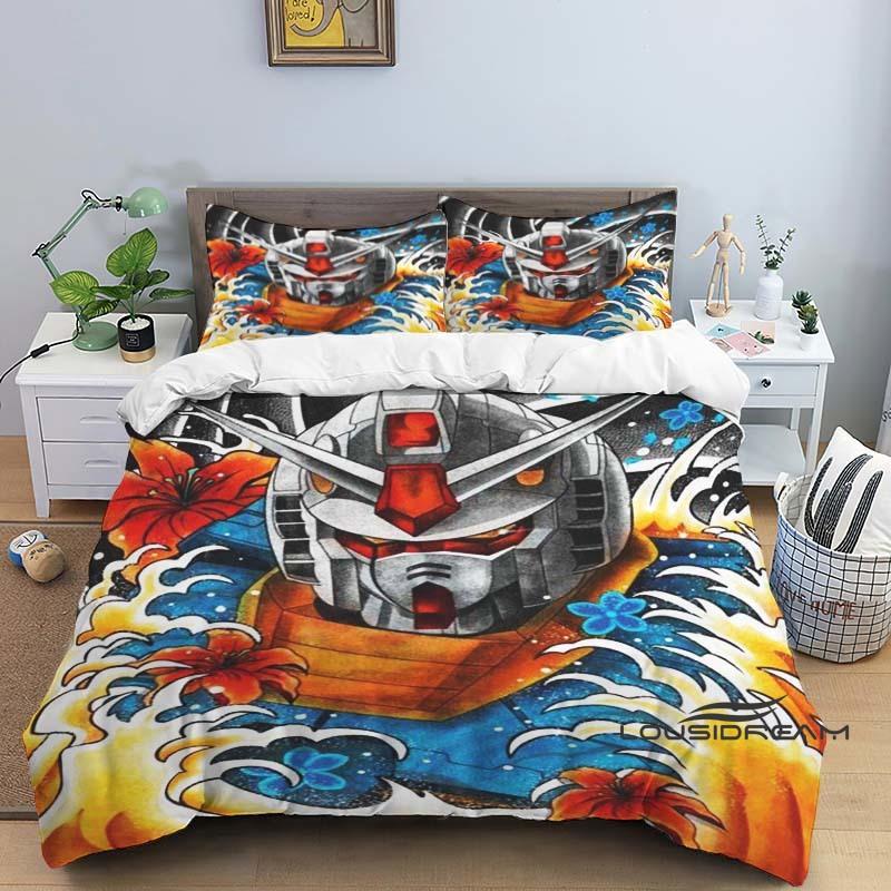 Cartoon/Anime Mobile Suit Gundam-Themed Printed Bedding Set: This soft and comfortable set includes a duvet cover and pillowcase