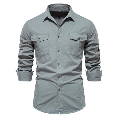 Autumn New Shirt Men's Pure Cotton Casual Fashion Business Solid Color Men's Long-sleeved Shirt