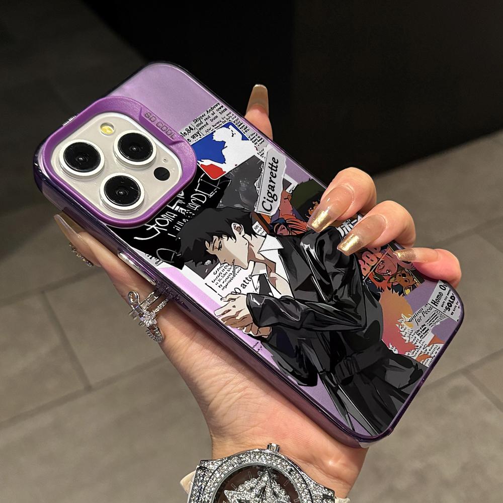 

Anime Cowboys Bebop Phone Case for iPhone 17 Air 16 16e 15 14 Plus 13 12 11 Pro Max X Xs XR 8 Colorful Silver Hard Cover iPhone XS