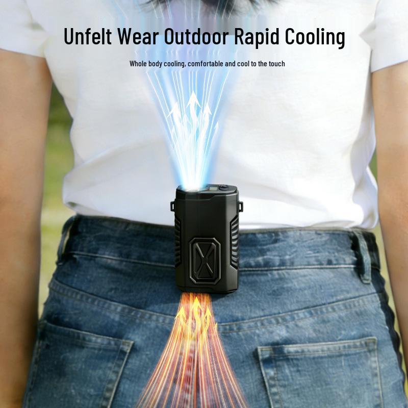 F25A Multi-functional High-Speed Portable Fan: Waist/Neck Hanging, Handheld, USB-Powered.