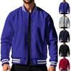 Men's Fall Winter Jacket Casual Loose Fit Stand Collar Color Flight Jacket