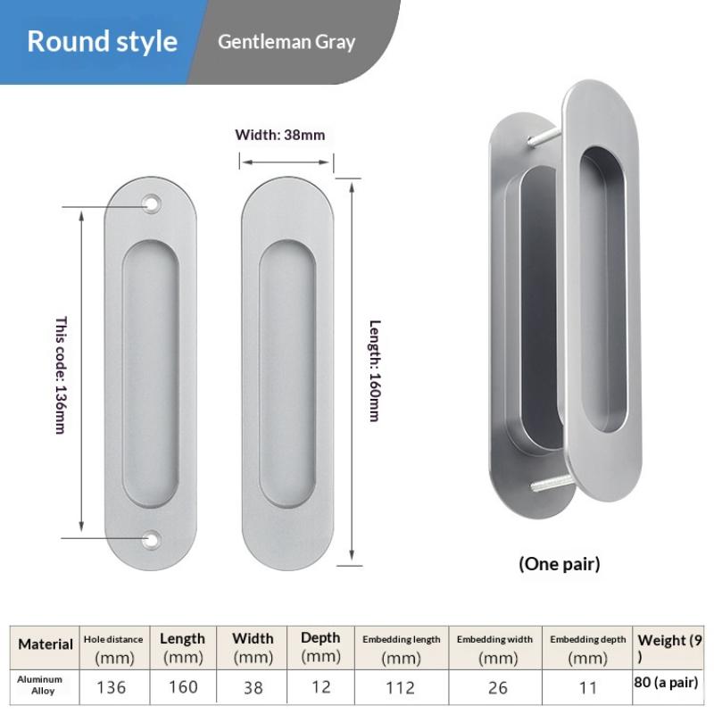 Sliding Door Hidden Pull Handle Cabinet Door Invisible Embedded Handle Kitchen Door Recessed Slot Handle For Sliding Doors