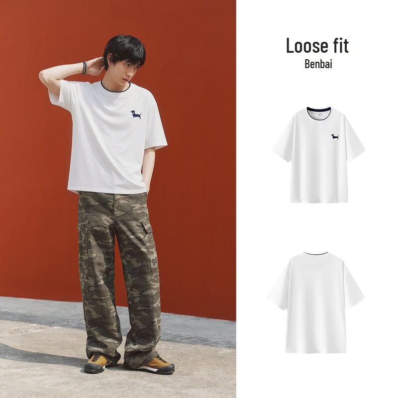 Semir Men's Color-Block Fake Two-Piece Short Sleeve T-Shirt