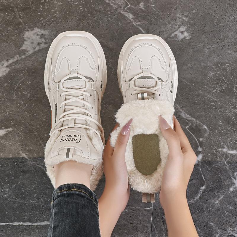 36-43 Women's Plus Size Fashionable Plus Velvet Warm Casual High Top Cotton Shoes Snow Boots Sports Women's Cotton Shoes