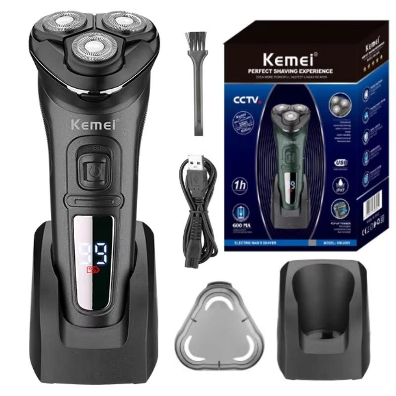 Kemei 2805 ЖК-дисплей IPX7 водонепроницаемая электрическая бритва для мужчин влажное сухое бритье электрическая бритва машина для бритья лица перезаряжаемая