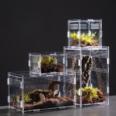 Reptile Anti-Escape Breeding Box Acrylic Transparent Breathable Amphibian Tank for Turtle Spider Lizard Snake Frog Reptiles Cage