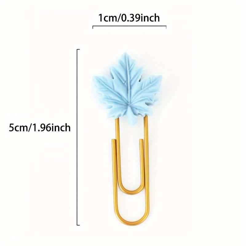 4 Stück kreative bunte Lesezeichen in Ahornblattform, Büroklammer, niedlicher, in Kunststoff eingewickelter Federkiel, Buchklammer, Hardware-Lesezeichenhalter