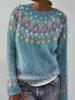Women's Sweater Round Neck Colour Blocked Loose Fashion Pullover Knitwear Luxurious Relaxed-fit Slimming and Versatile Top