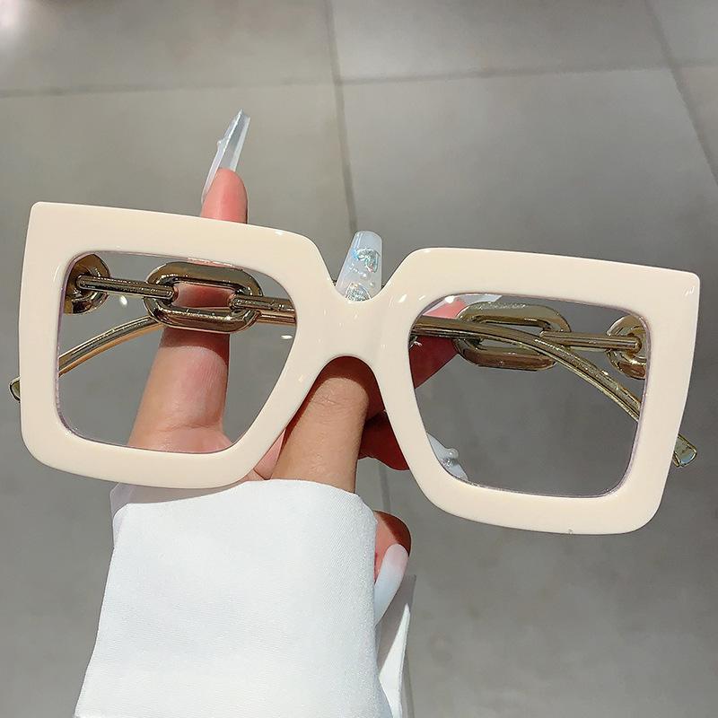 

Vintage Anti Blue Light Optical Square Metal Chain Glasses Women For Men Luxury Brand Designer Myopia Prescription Eyewear Frame