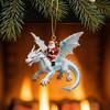 Wiederverwendbare Weihnachts-Heimdekorationen 2 Stück Nikolaus Drachenreiter Ornament, 2D Acryl Fliegend Handgefertigt Festliche Hängende Claus Dekoration, Baumschmuck, Einzigartig