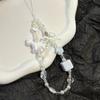 ins style white pony bow beaded phone strap for ccd camera bag charm phone case lanyard
