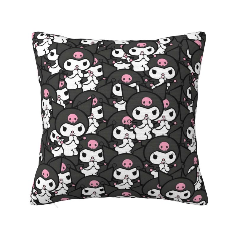 Custom Modern Cute Sanrio Kuromi Anime Cushion Cover Velvet Kawaii Cartoon Pillow Case Home Decor