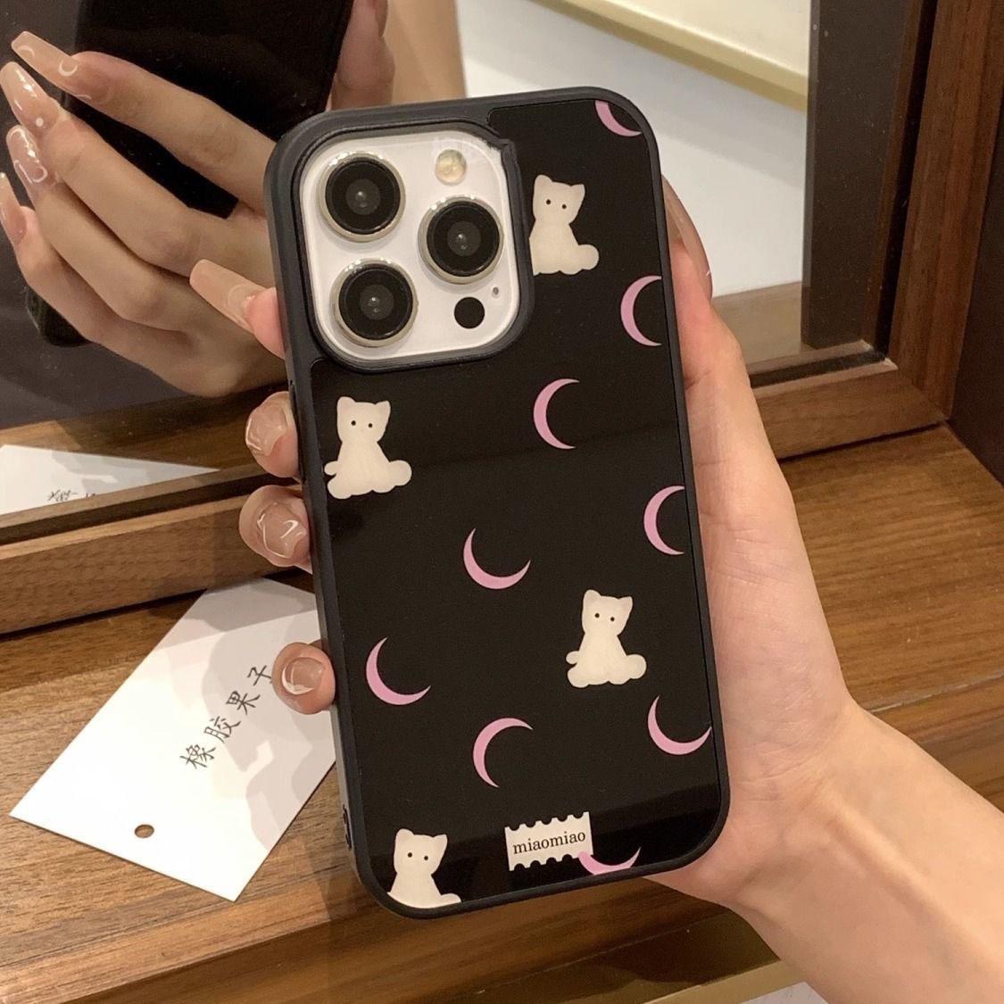 

Мультяшный мягкий чехол Лунный кот для iPhone 11/12/13/14 и 15 Pro Max XS/XR 11