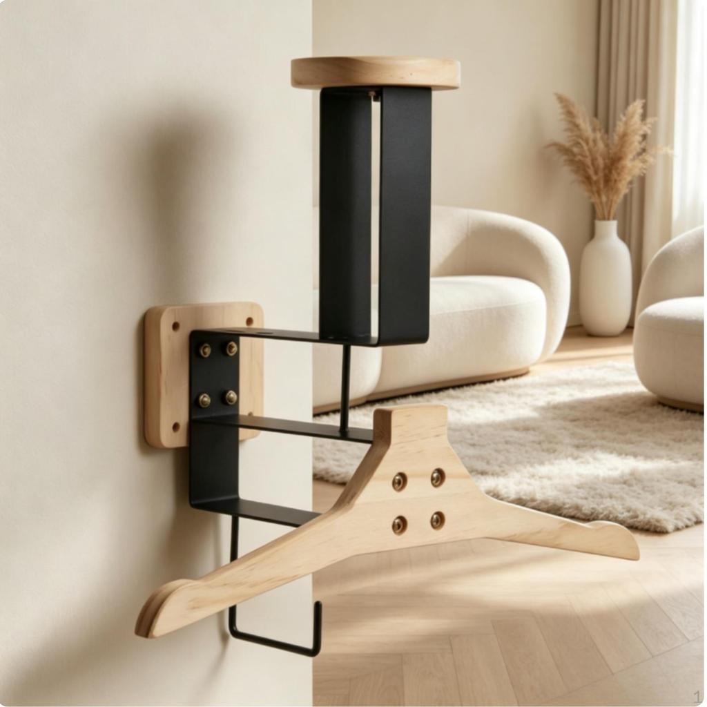 Motorcycle Helmet Rack with Hook Sturdy Wall Mount Stand Hanging Bar