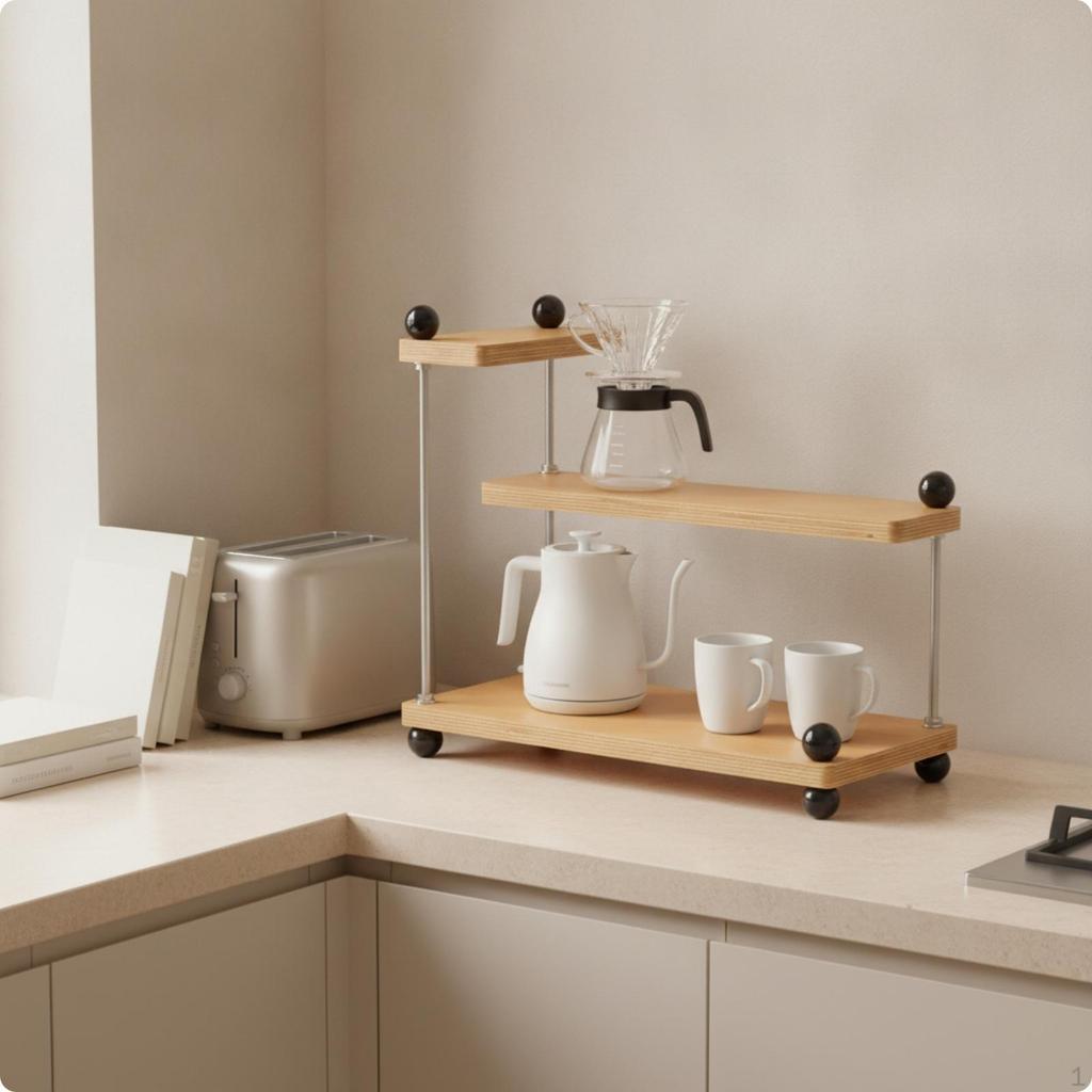 Desktop Storage Rack Staggered Shelves 3 Tier Shelf Wood Wooden Desk