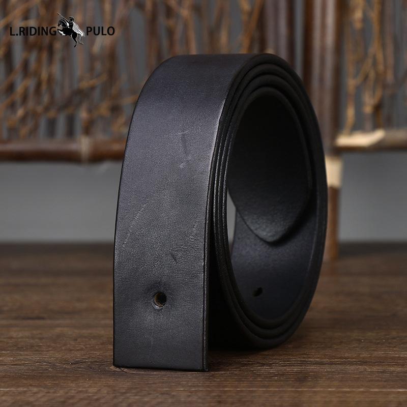 

Кожаный ремень без пряжки для мужчин, Пряжка-штифт из натуральной кожи, Верхний слой из чистой коровьей кожи, Ретро матовая модная полоска для ремня 120cm чёрный