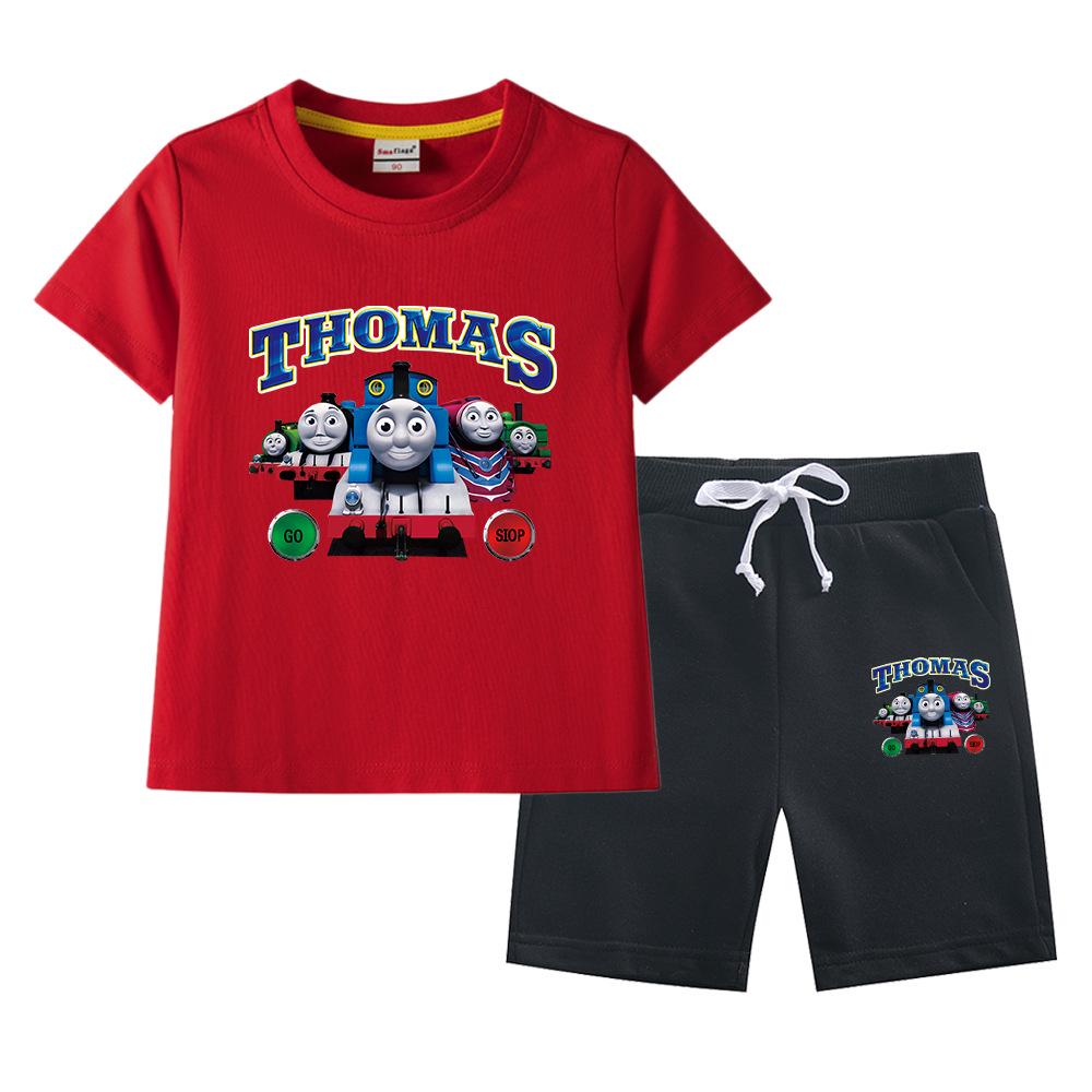 Thomas Kids Boys' 2023 Cotton Summer Set: Short Sleeve T-shirt & Capris 2-Piece