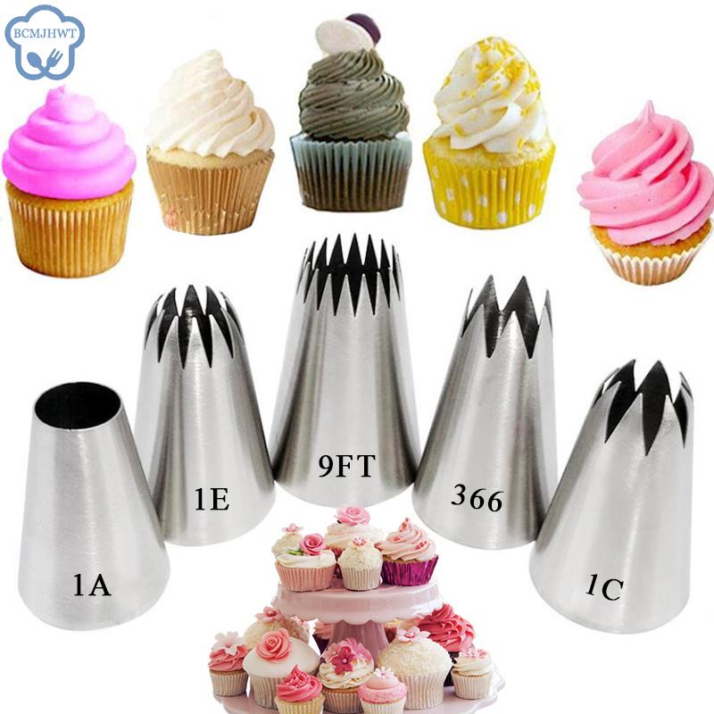 

5шт Большой металлический торт Крем Украшения Советы Набор кондитерские инструменты Нержавеющая сталь Трубы Глазурь Сопло Кекс Голова Десерт Декораторы