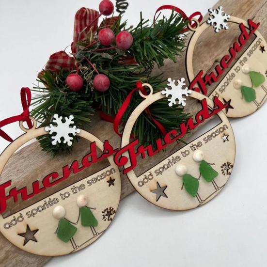 Friends Sea Glass Decoration Handmade Wooden Xmas Tree Friendship Seaglass