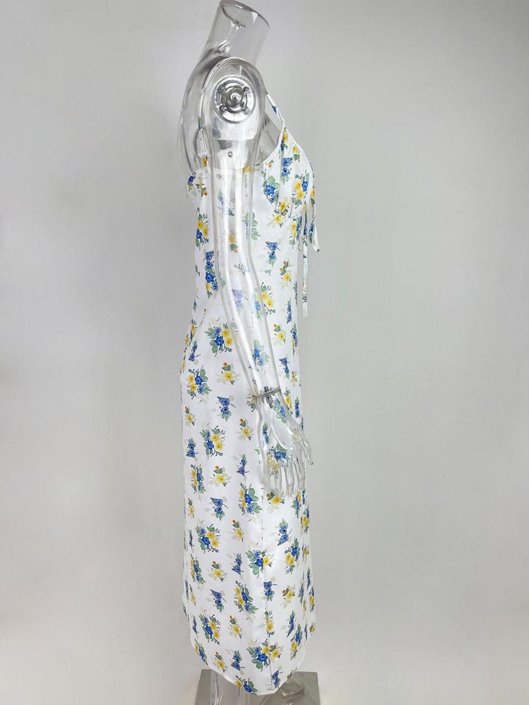 2026 Spring Women's Sexy Fashion Lace-up Print Slit Camisole Dress