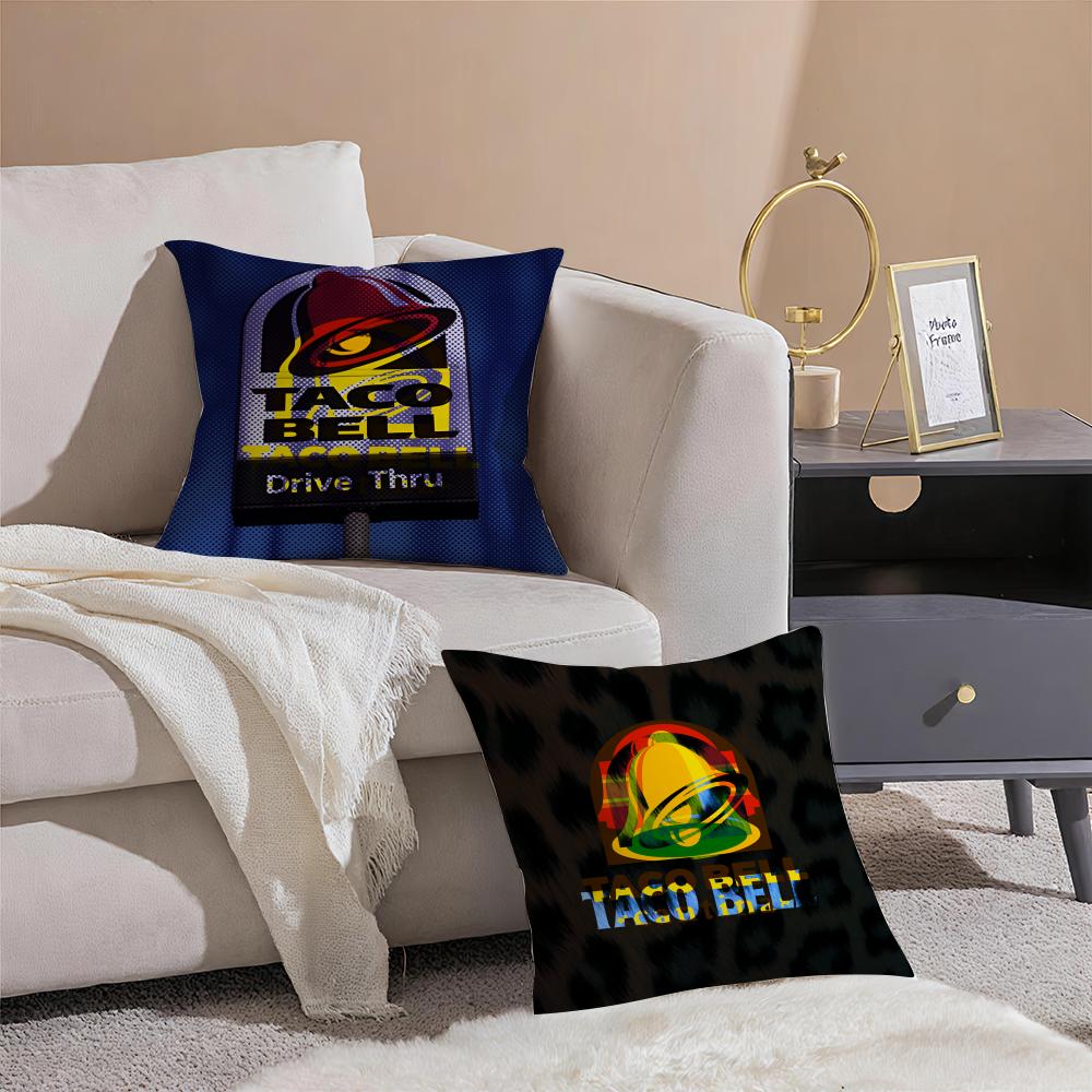 Taco Bell Cushion Cover Anti-dustmite Pillowcase Invisible Zipper Silky Short Plush Sofa Cushion Cover