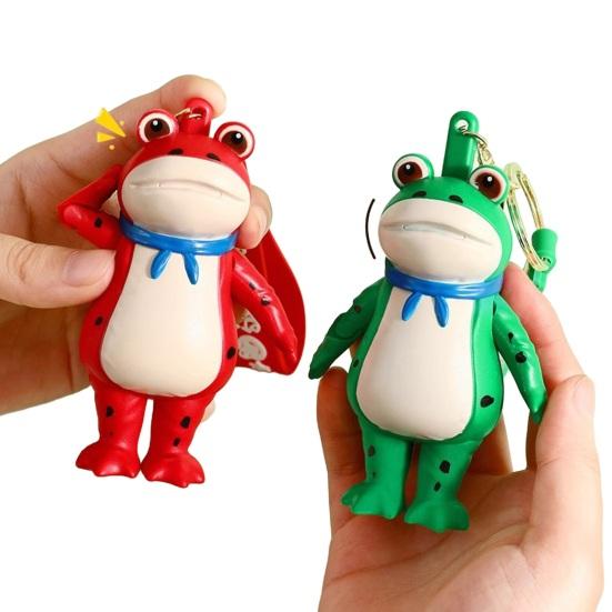 1/2Pcs Frog Keychain Decor Cartoon Backpack Purse Charm Realistic Frog Texture