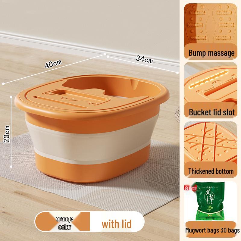 Foldable Portable Foot Bath Basin - Insulated and Over-Calf Design for Home Spa.