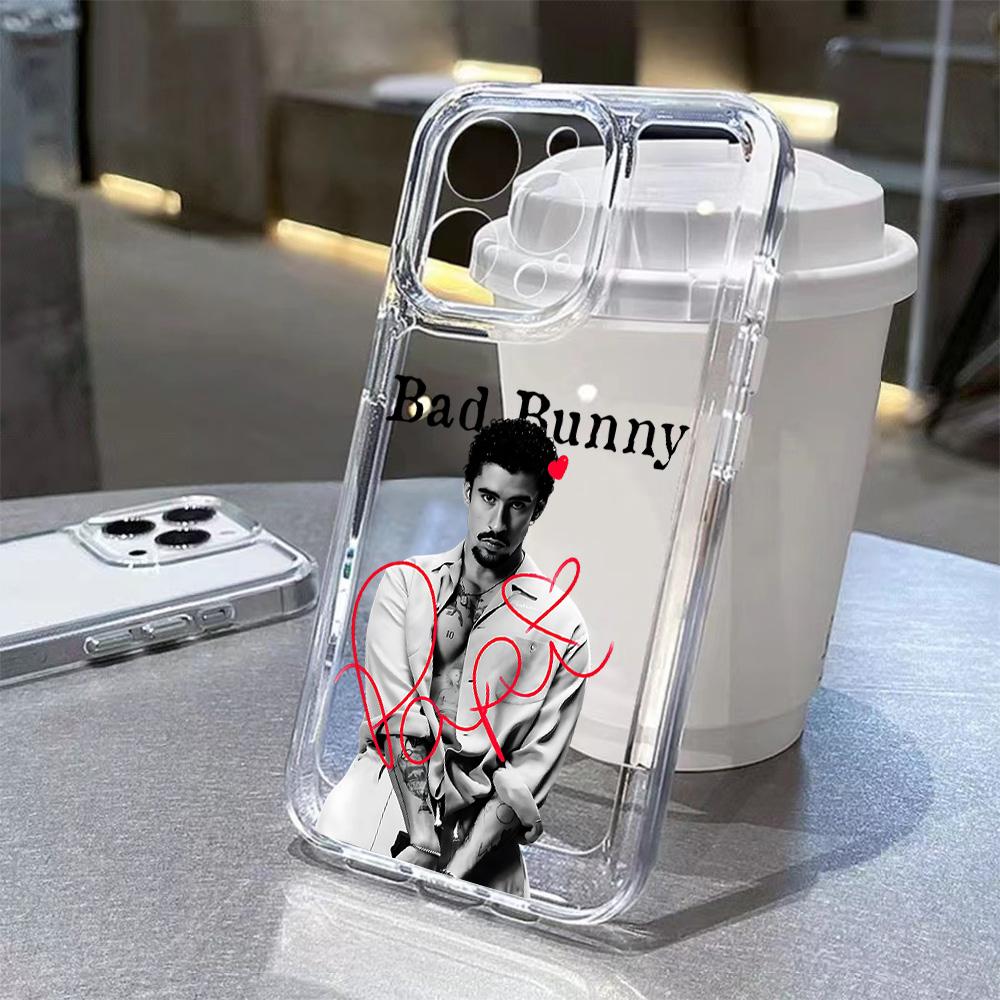 

Phone Case For iPhone 17e 17 16 16e 15 14 13 12 11 Mini Pro Max X XR XSMax 7 8 Air Plus Transparent Back Cover Art Bad Bunny iPhone 12 Pro