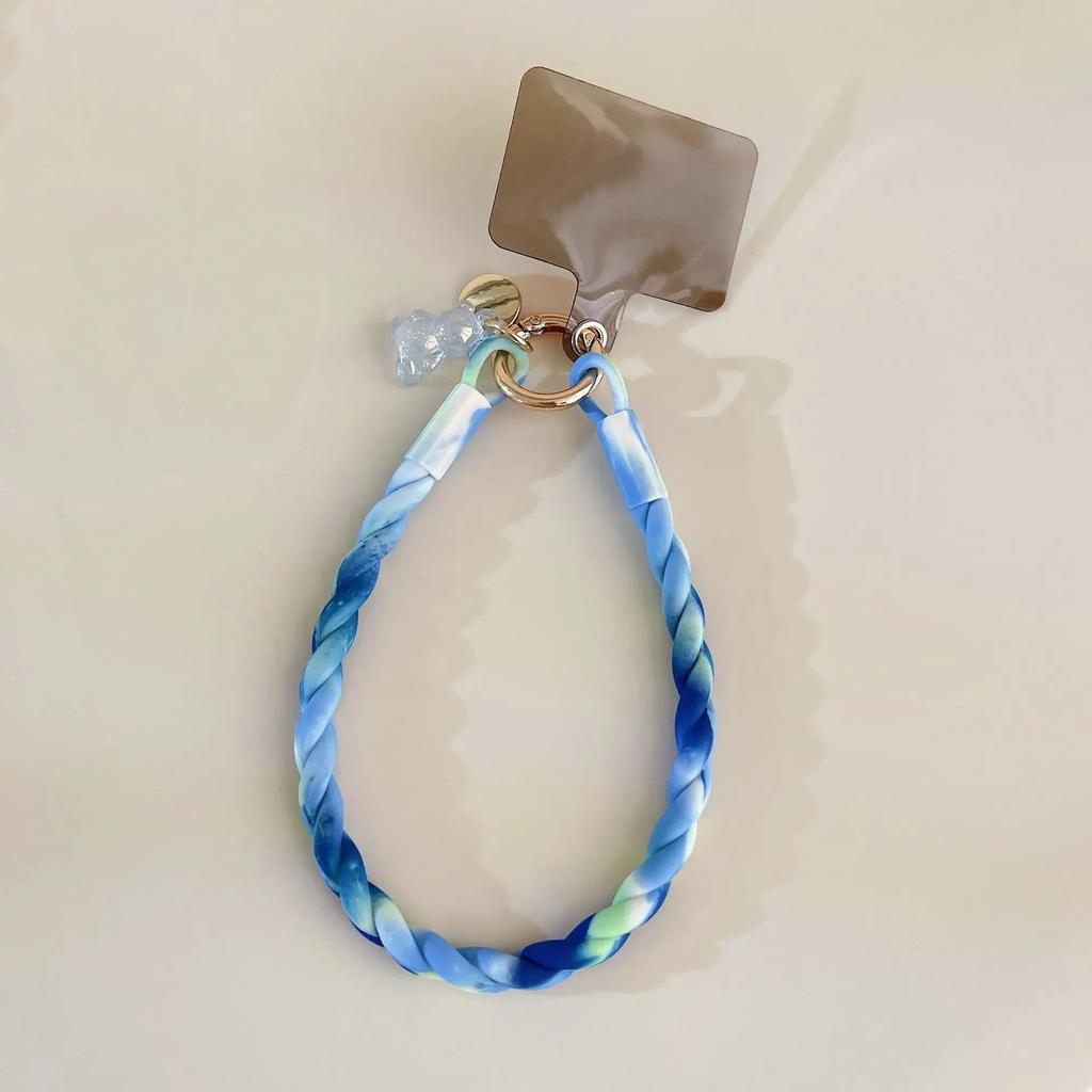 Macaron Color Silicone Lanyard Mobile Phone Rope Lanyard Luminous Bear Split Mobile Phone Chain Wrist Rope Anti-lost